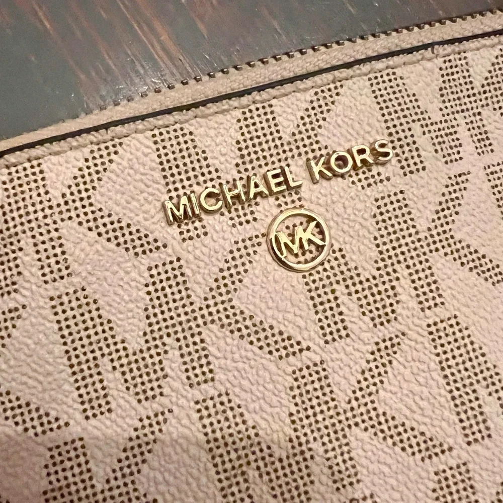Michael Kors Cream and Brown Logo Wristlet - Picture 2 of 5